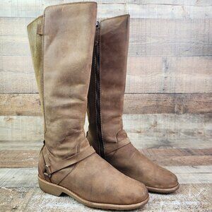 Teva De La Vina Women Size 8.5 Waterproof Leather Riding Tall Boot Brown 1017143
